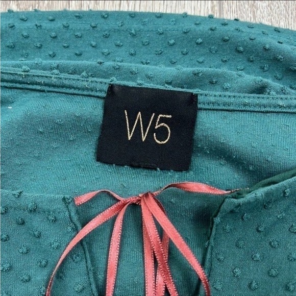 Anthropologie W5 Green Short Sleeve Blouse Size Large - Picture 5 of 9